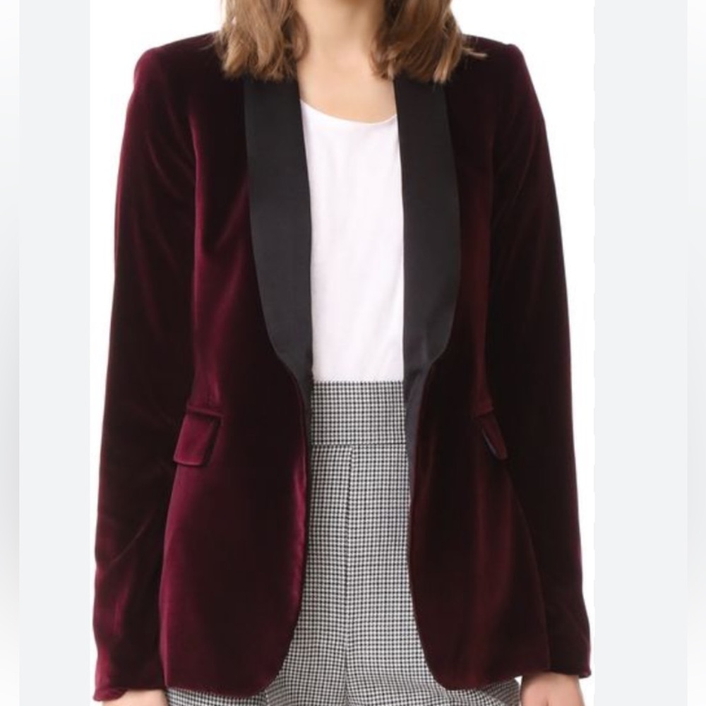 Alice + Olivia burgundy velvet tuxedo